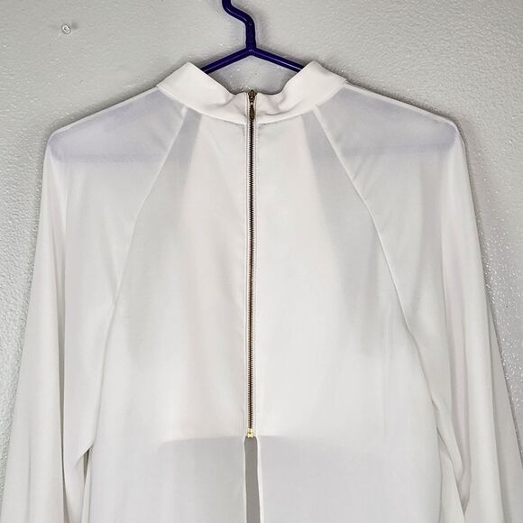 Robert Rodriguez White High Neck Chiffon Blouse with Built-in Halter Bra MED - Picture 7 of 12